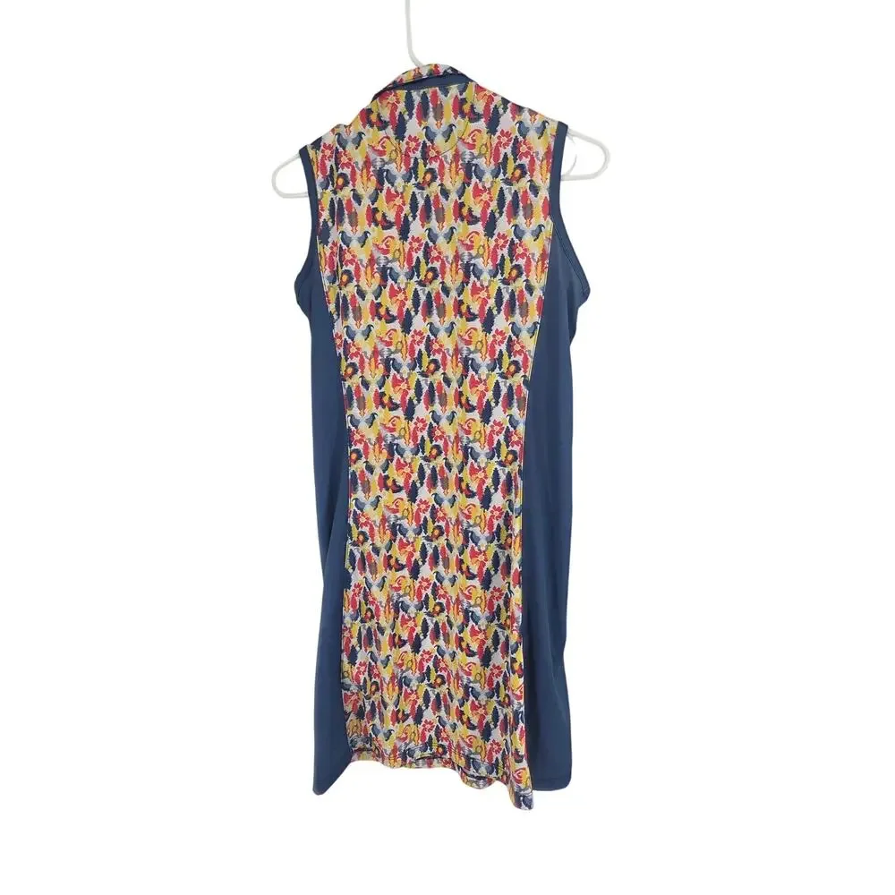 NWT FRINGE PEYTON FLORAL BLUE GOLF DRESS POCKETS UV PROTECTION XS MSRP $60